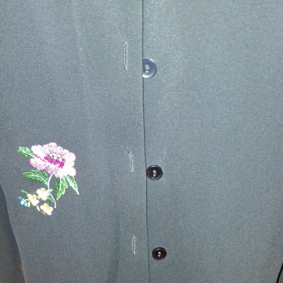 KARIN STEVENS KSL Vintage Black Embroidered Duster, Pants & Top 3 pc Set sz - Picture 5 of 9